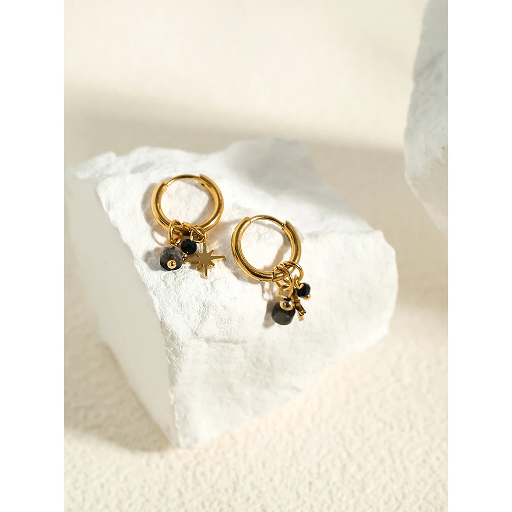 18K Gold Plated Hoop Earrings With Charms 18K Gold Plated Hoop Earrings With Charms